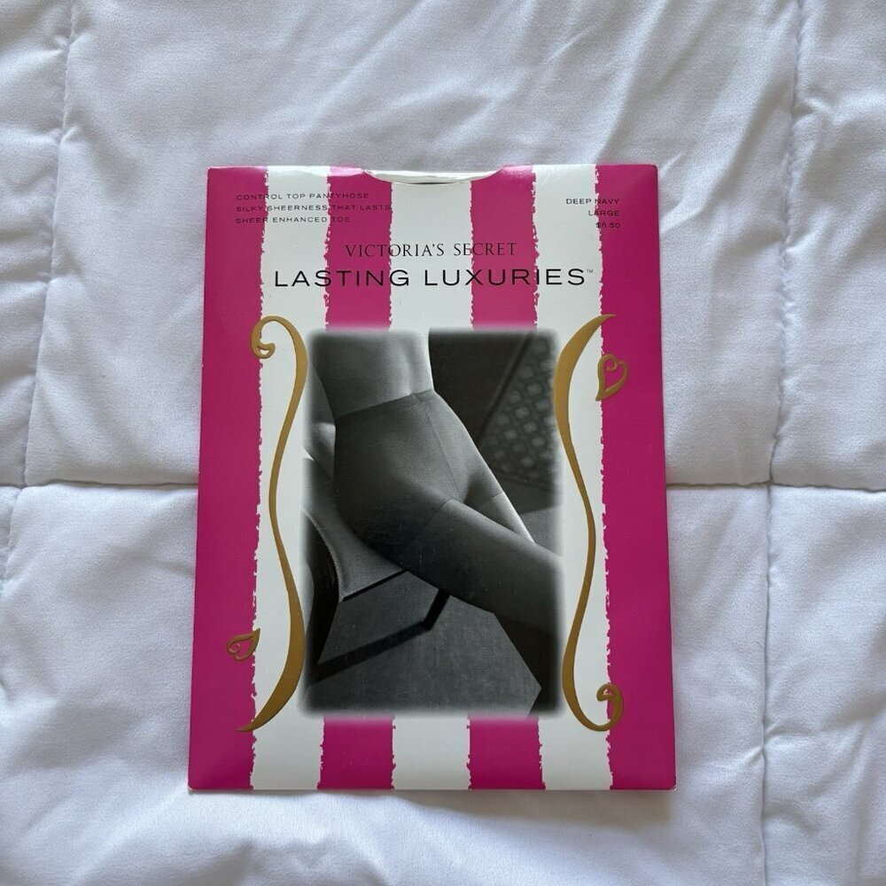 NEW Vintage Victoria's Secret Pantyhose Deep Navy Large Lingerie For Legs